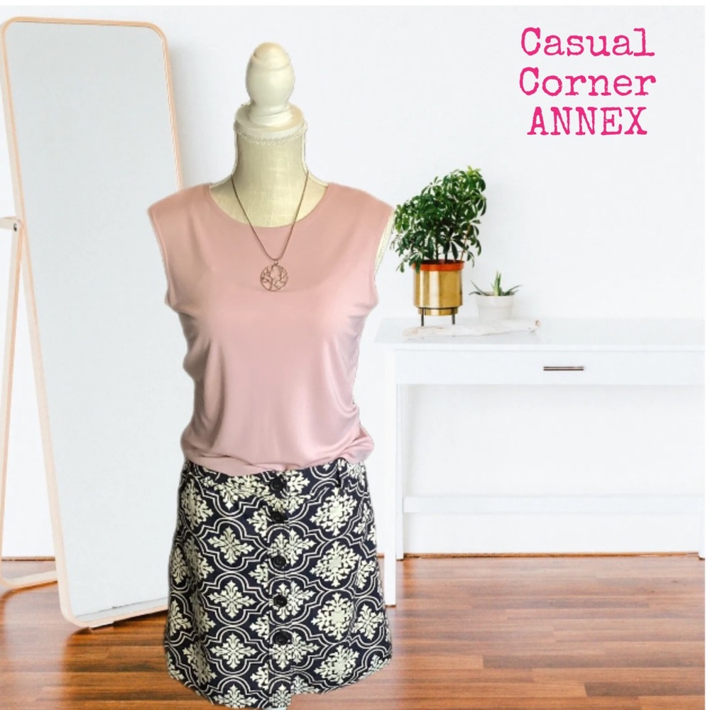 Casual Corner Top Annex Petite Pullover 8 Soft Pink Sleeveless Rayon Blend